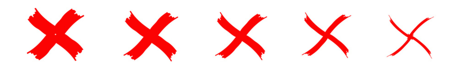 Obraz premium cross red icon vector isolated on white background. x text for symbol or mark decoration element on application or web illusttration no or cancel choice button on examination. zigzag effect