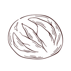 Bread logo in line art style. Design for bakery. Vector illustration isolated on a white background.