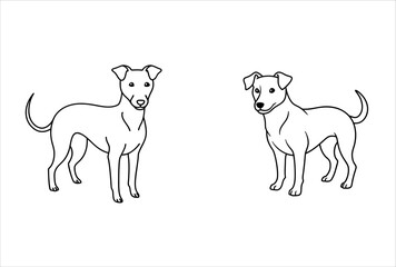 Modern dog line art vector illustration design