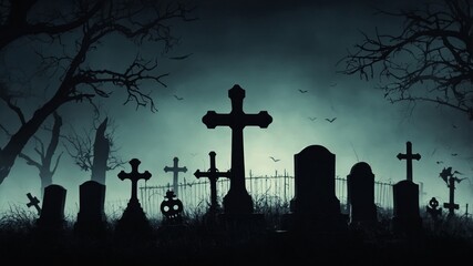 graveyard silhouette halloween Abstract Background.