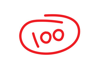 100 hundred point text vector icon template red brush color for social media Instagram Facebook Whatsapp status story sale offer discount