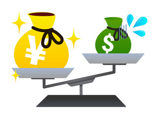 Simple illustration of yen appreciation and dollar depreciation