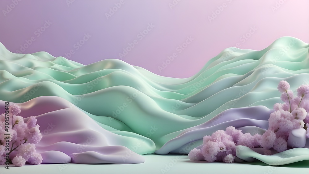 Poster useful for website and app design, it has a soft transition from mint green to pastel lavender with 