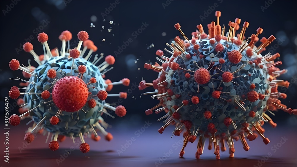 Poster comparing the structure of covid-19 with its vaccine mechanism: virus versus vaccine.