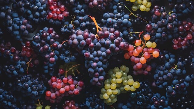 grapes on a black background HD 8K wallpaper