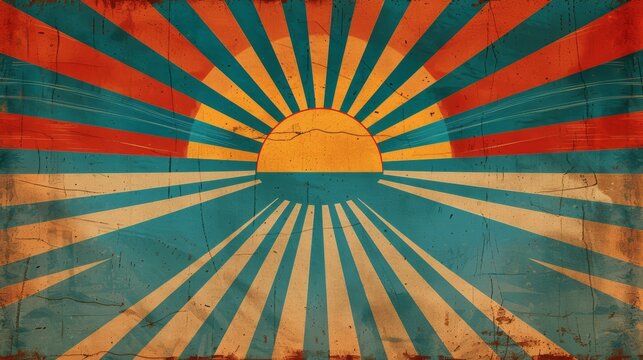 vintage sunburst banner, a vintage banner design combined with a retro sunburst background creates a captivating blend of old-world charm and modern energy