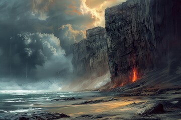Fototapeta premium Volcanic Eruption at Sea