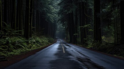 Fototapeta premium A long road with trees on both sides