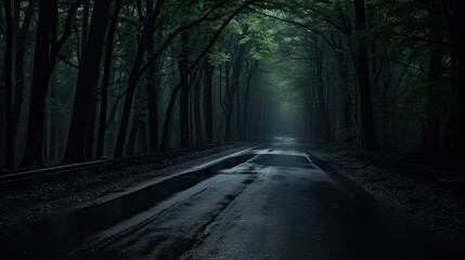 Obraz premium A long road with trees