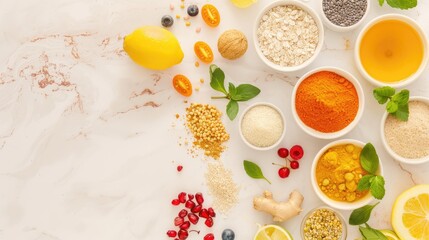 Beneficial strains supporting digestive immunity copy space, nutrition, ethereal, Fusion, healthy diet