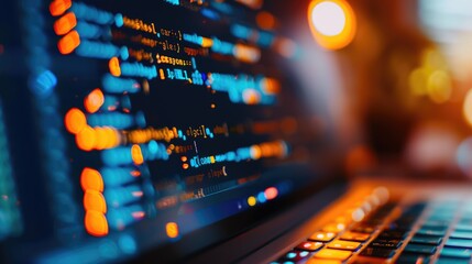 Coding in software development for scripting languages copy space, technology, dynamic, Fusion, developer s workstation