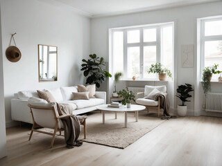 Embrace the natural elegance of a Japandi living room featuring wooden floors, a tatami mat, a low coffee table