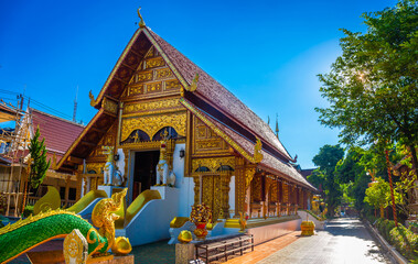 Wat Phra Singh temple is a buddhist temple located in Chiang Rai, northern Thailand. Landmark of...