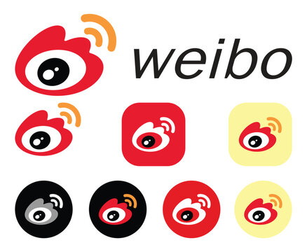 weibo icon and logo of a popular application. Vector illustration on white background