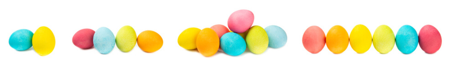 Easter eggs isolated on a white background. Handmade colorful Easter eggs. Easter celebration concept.
