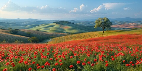 Obraz premium Poppy Field in Tuscany