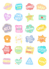 Icon set of good word badges cheer up sticker pack