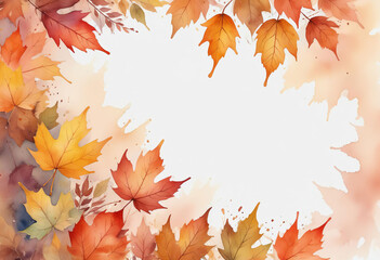Obraz premium watercolor autumn leaves background, for design. for design banners, design invitation cards.