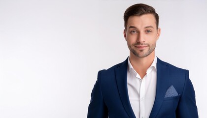 スーツを着て少し笑顔の外国人男性
