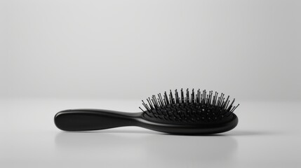 Stylish black hairbrush against a white backdrop, enhancing personal grooming rituals with elegance and flair. A versatile choice for salons, barbershops, or home use