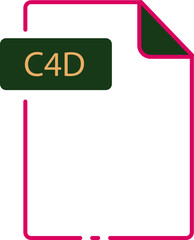 Obraz premium C4D File format minimal icon outline
