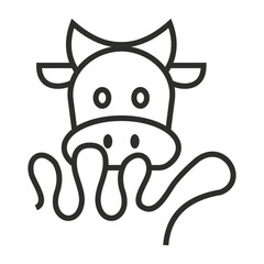 Milk Splash with Cow Horns outline icon, editable vector illustration and transparent graphic element. Isolated on white background