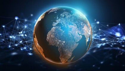 Fototapeta premium worldwide network connection, digital art illustration, Generative AI