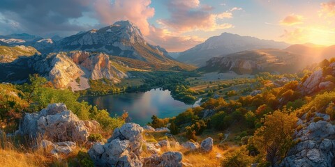 Golden Hour Mountain Landscape