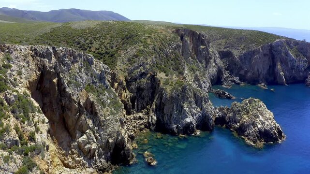 Aerial, Coastline Punta Su Zippiri, Sardinia, Italy