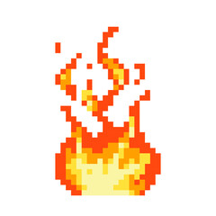 Fire pixel art icon for games, 8-bit bonfire. © diluck