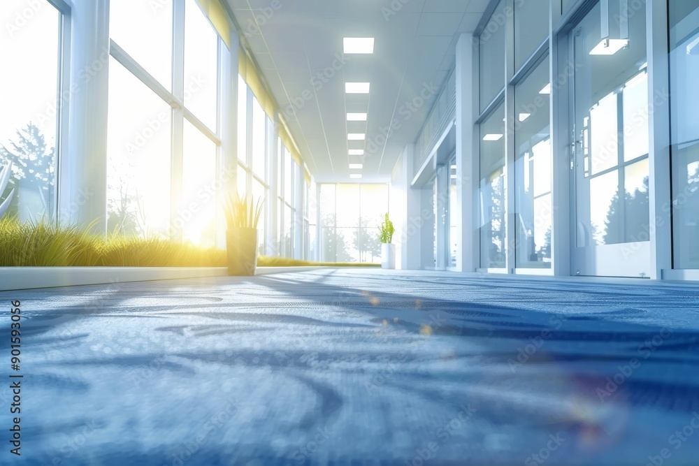Poster spacious hallway with large windows and natural light creating an open and professional atmosphere i