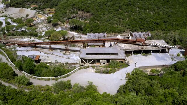 Aerial, Abandoned Miniera di Sanna, Sardinia, Italy