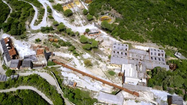 Aerial, Abandoned Miniera di Sanna, Sardinia, Italy