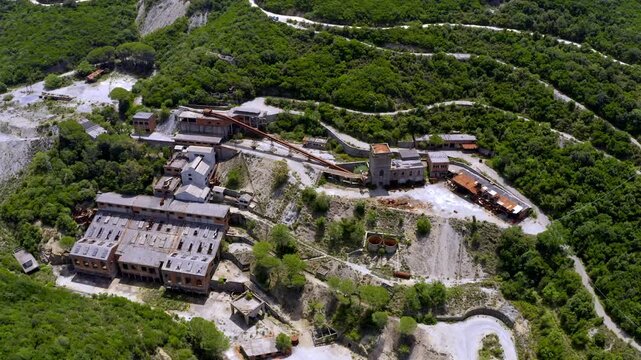 Aerial, Abandoned Miniera di Sanna, Sardinia, Italy