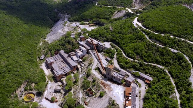 Aerial, Abandoned Miniera di Sanna, Sardinia, Italy