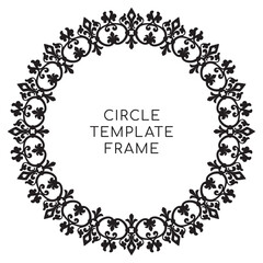 Vector baroque black circle border frame. Template. Isolated on white background.