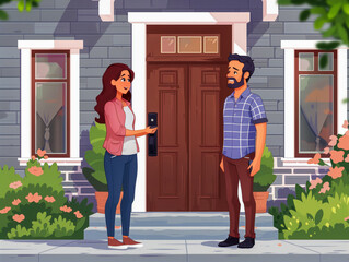 Real estate agent invites couple to enter house for visit