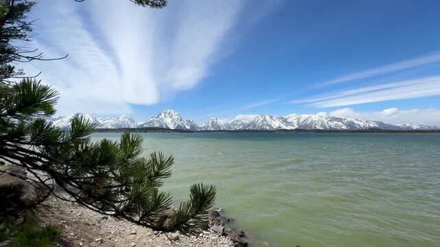 Beautiful lake in the rocky mountains
