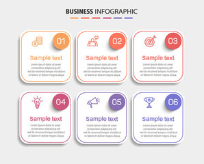 Business infographic vector design template with 6 options, steps or processes