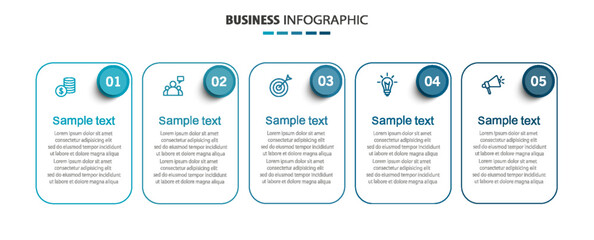 Infographics number options template with 5 options or steps