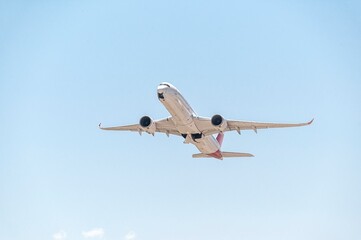 Commercial aircraft stowing landing gear after takeoff
