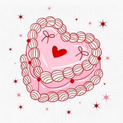 Coquette cake, Vintage Pink Cake Collection with Retro Decorations and Heart cake, pink coquette clipart , y2k clipart, pink ribbon, Pink Coquette Ribbon Clipart Gift bow valentine