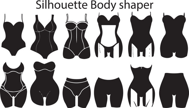Dark Silhouette Body Shaper Shapes Vector Set