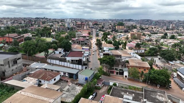 Aerial view of the city of Yaounde, Cameroon, Africa