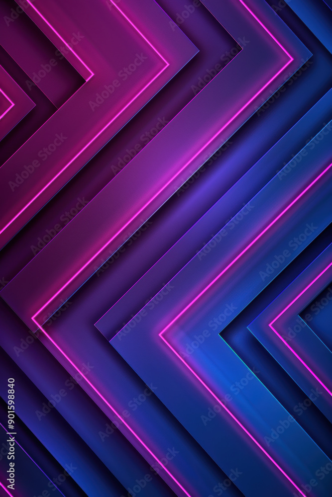 Poster abstract neon geometric background with vibrant pink and blue lines forming dynamic, futuristic shap