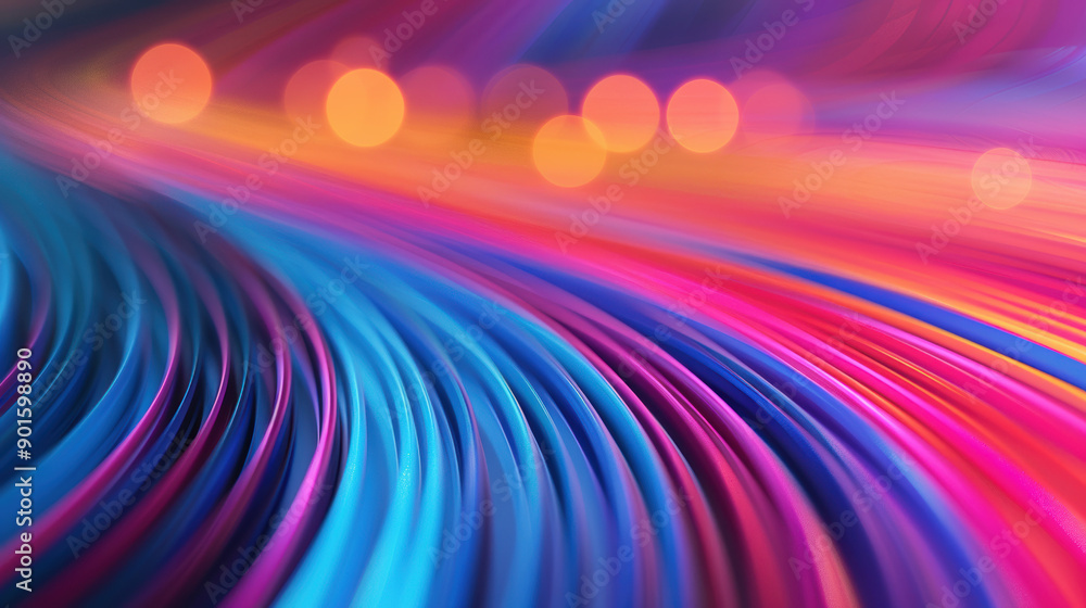 Poster vibrant digital abstract background with colorful light trails and bokeh effect, creating a dynamic 