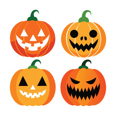 4 sets of unique Halloween pumpkin vector illustration art