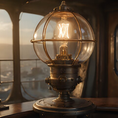 a light that is on a table in a room