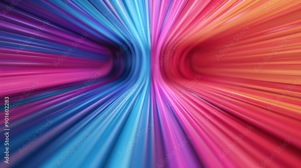 Poster vibrant abstract background with dynamic multicolored streaks converging in the center, creating a s