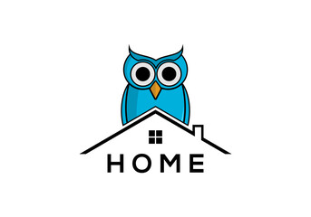 Vector design of a house roof and owl logo.